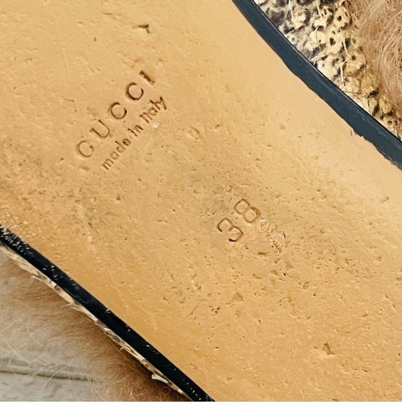 Gucci Princetown Python Fur Slipper EU 38 US 8 Horsebit Mule Loafer Flats Beige - Picture 15 of 16